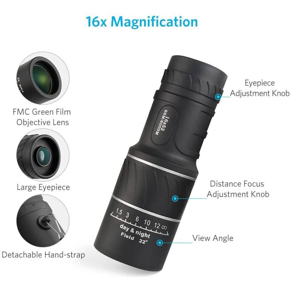 16x52 Monocular Dual Focus Optics Zoom Telescope